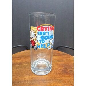Snoopy Peanuts 8oz 6" Drinking Glass 2011 Vandor LLC Crying Isn't Going To Help